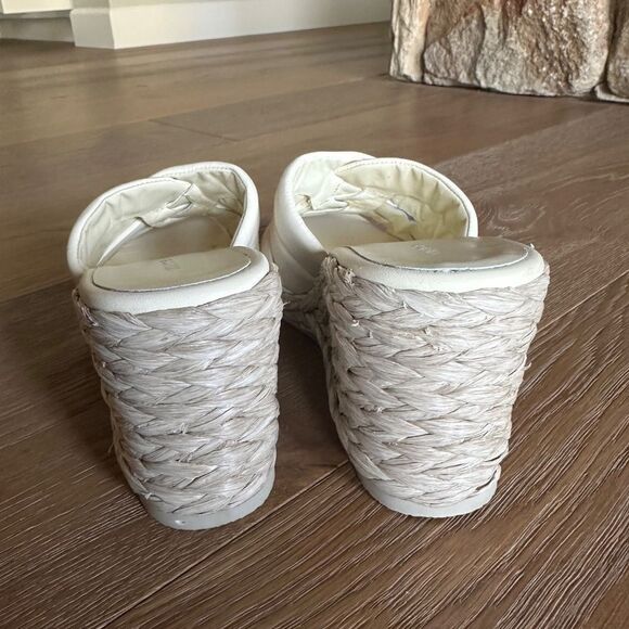 Vince Gilian Square Toe Woven Strap Espadrille Wedge Heel Sandals - Picture 9 of 13